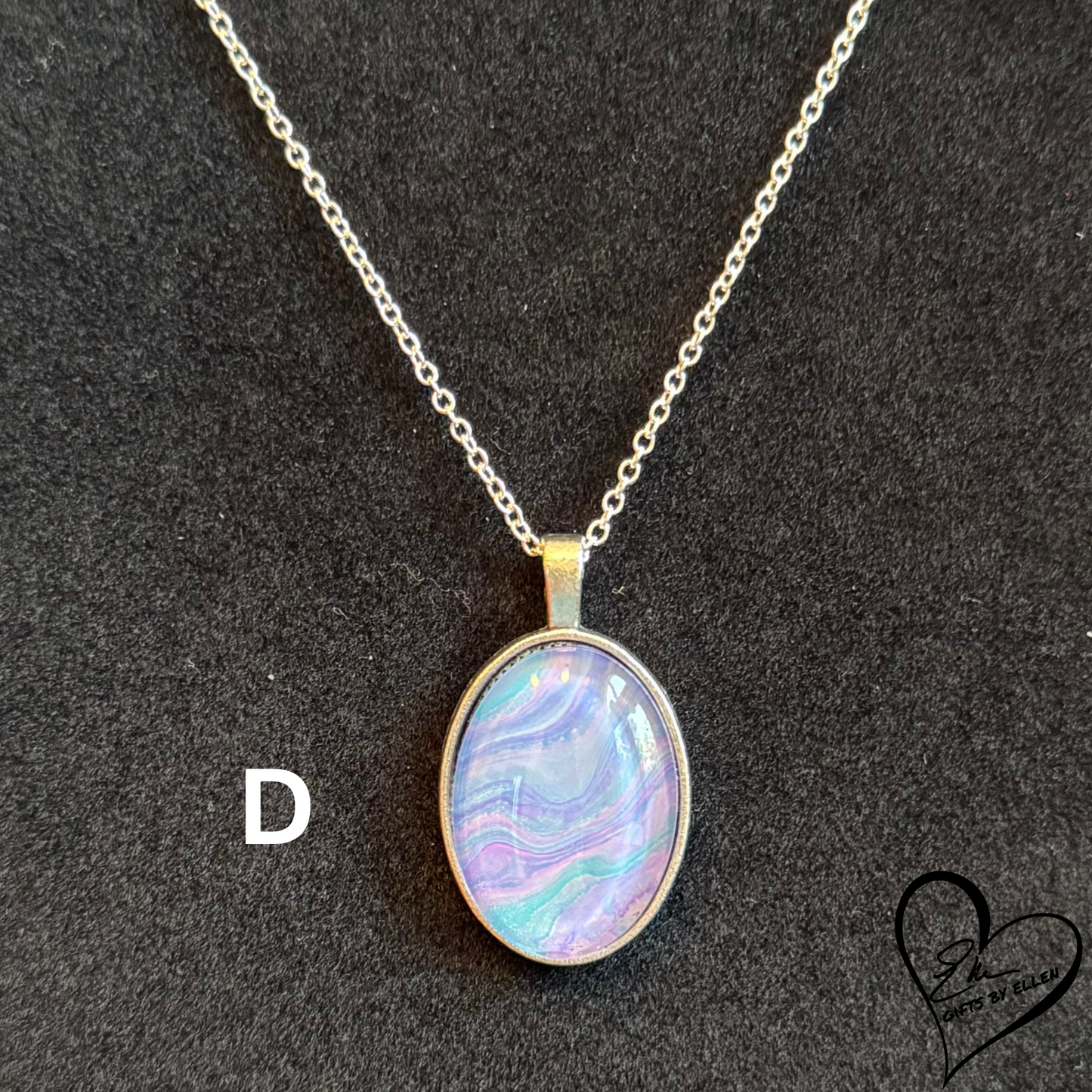 Fluid Art Necklace, Acrylic Pour Pendant, Easter Egg Collection