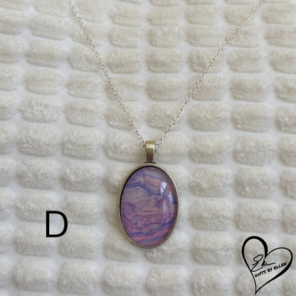 Fluid Art Necklace, Acrylic Pour Pendant, Easter Egg Collection