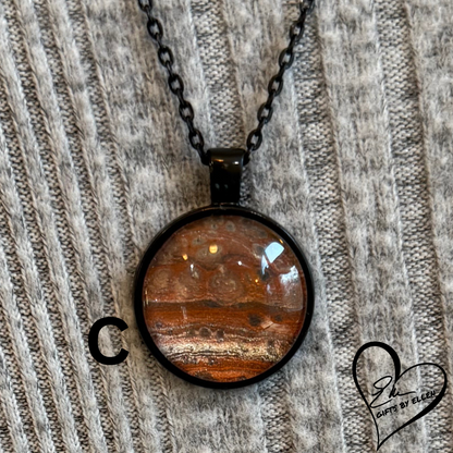 Fluid Art Necklace, Round Pendant, Glass Cabochon, Galaxy Dust Collection