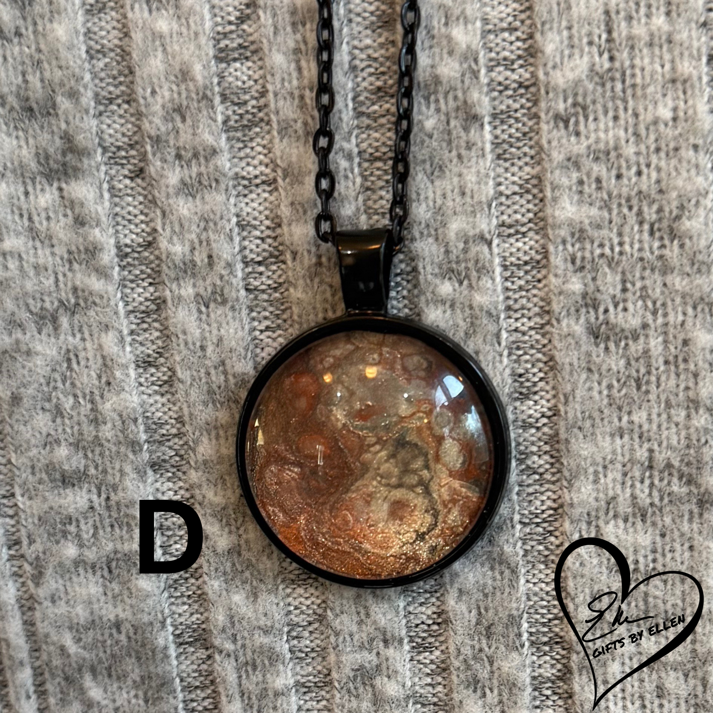 Fluid Art Necklace, Round Pendant, Glass Cabochon, Galaxy Dust Collection