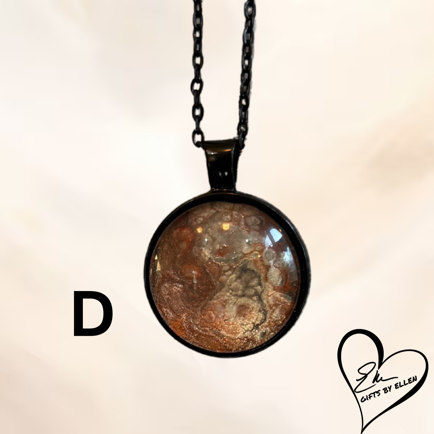 Fluid Art Necklace, Round Pendant, Glass Cabochon, Galaxy Dust Collection