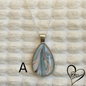 Fluid Art Necklace, Teardrop Pendant, Glass Cabochon, Ice Collection