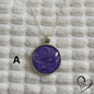 Fluid Art Necklace, Round Pendant, Glass Cabochon, Purple Passion Collection