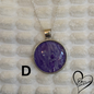 Fluid Art Necklace, Round Pendant, Glass Cabochon, Purple Passion Collection